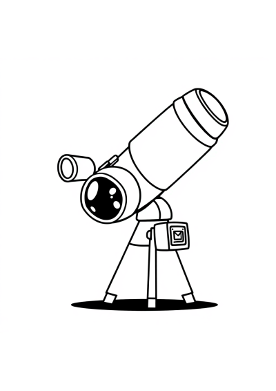 Chibi Space Telescope Coloring Page