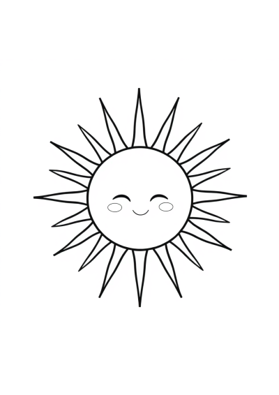 Chibi Sun With Rays Coloring Page