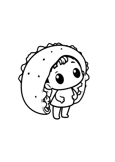 Chibi Taco Coloring Page