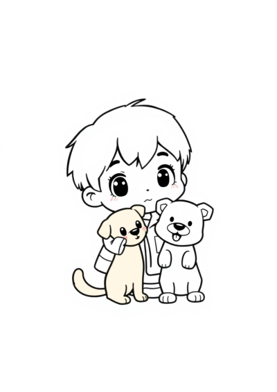 Chibi Veterinarian With Pet Coloring Page
