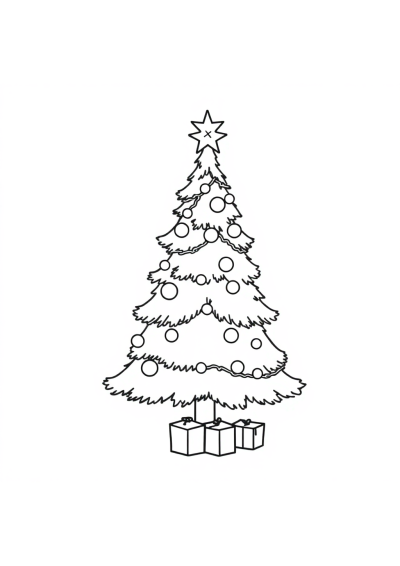 Christmas Tree Decorated Coloring Page