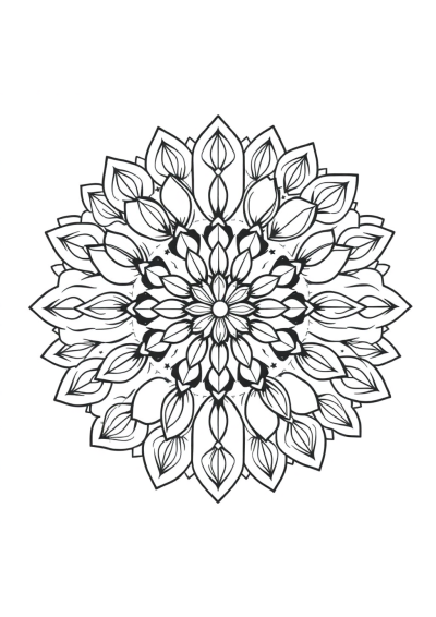 Circular Mandala With Petals In Winter Coloring Page