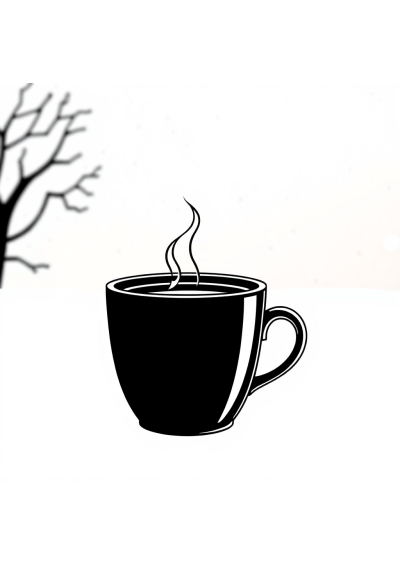 Coffee Cup At Night Coloring Page