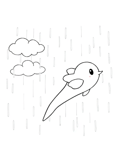 Comet With Tail In Rain Coloring Page