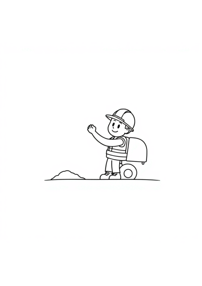 Construction Worker In Space Coloring Page