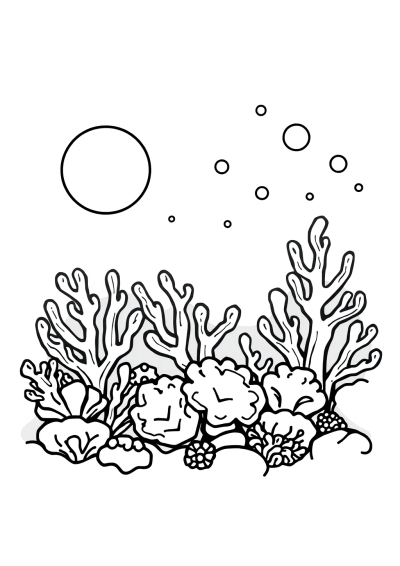 Coral Reef At Night Coloring Page