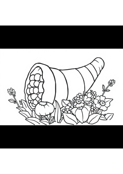Cornucopia In Garden Coloring Page