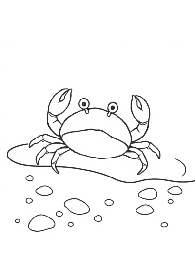 Crab On Beach Coloring Page
