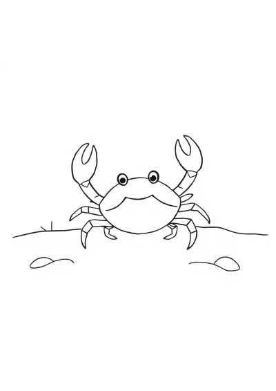 Crab On Beach In Space Coloring Page
