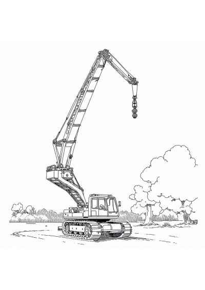 Crane Lifting Coloring Page