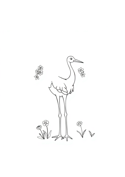 Crane Lifting With Flowers Coloring Page