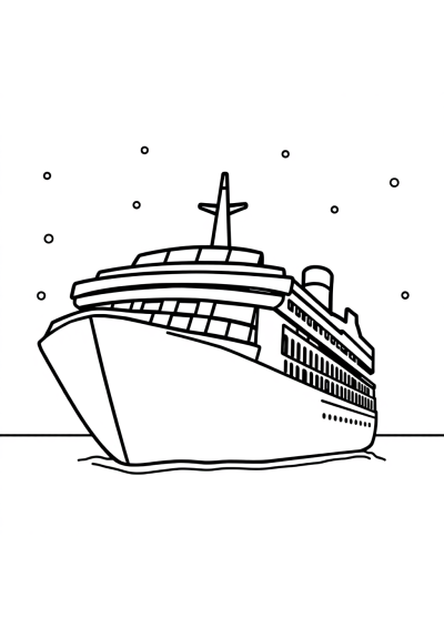 Cruise Ship In Winter Coloring Page