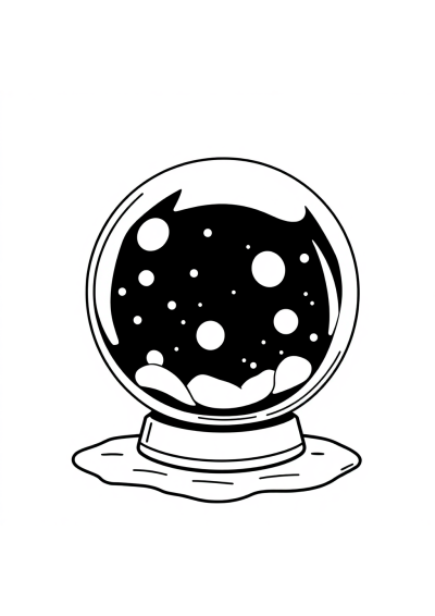 Crystal Ball At Night Coloring Page