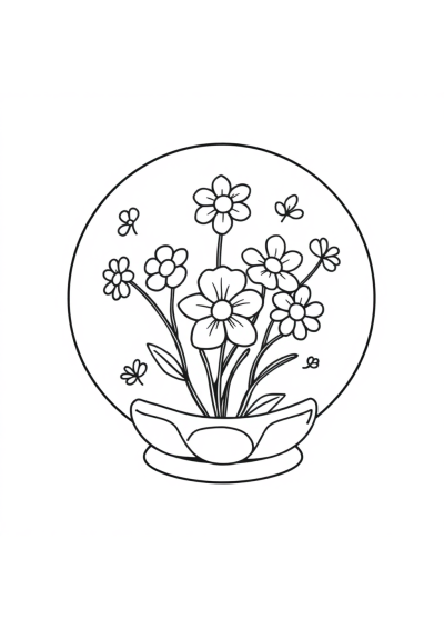 Crystal Ball With Flowers Coloring Page