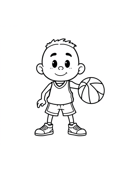 Cute Basketball Player Coloring Page