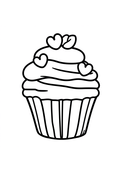 Cute Cupcake Decorated Coloring Page