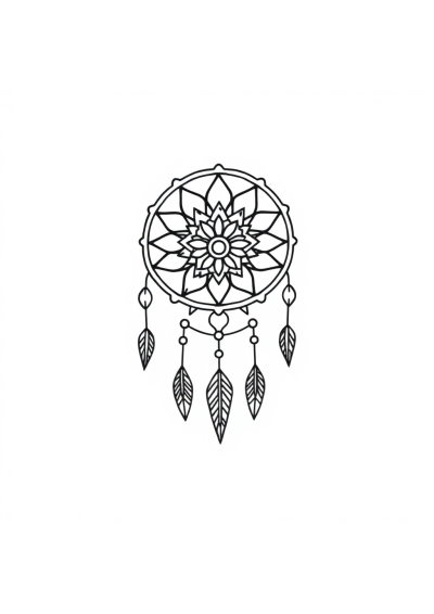Cute Dreamcatcher Mandala Coloring Page