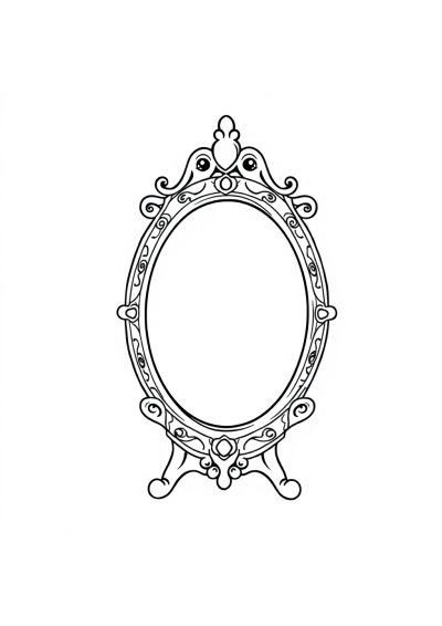 Cute Enchanted Mirror Coloring Page
