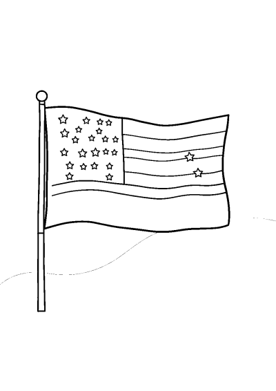 Cute Fourth Of July Flag Coloring Page