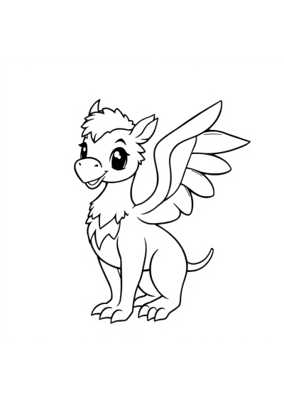 Cute Griffin Creature Coloring Page