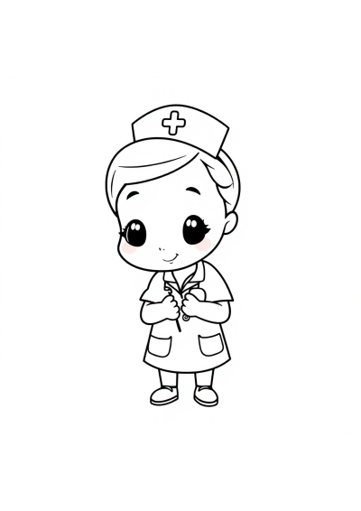 Cute Nurse Helping Coloring Page