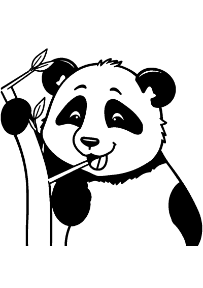 Cute Panda Eating Bamboo Coloring Page