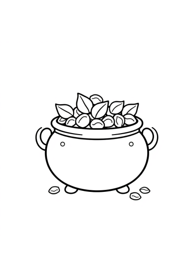 Cute Pot Of Gold Coloring Page