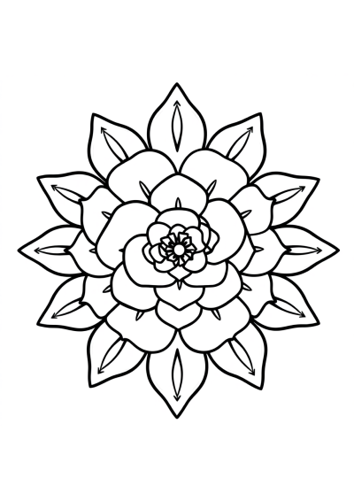 Cute Rose Mandala Pattern Coloring Page