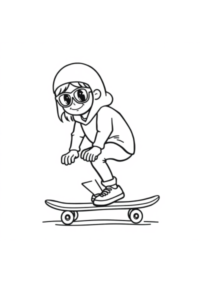 Cute Skateboard Coloring Page