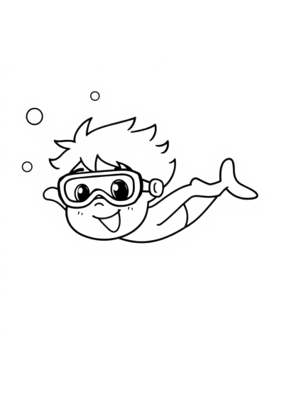 Cute Swimmer Diving Coloring Page
