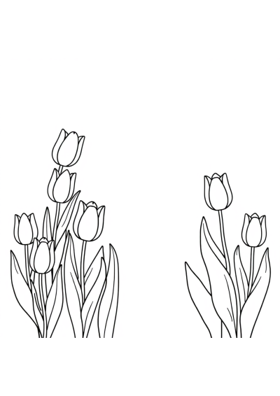 Cute Tulip Garden Coloring Page