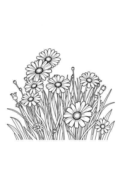 Daisy Meadow Coloring Page