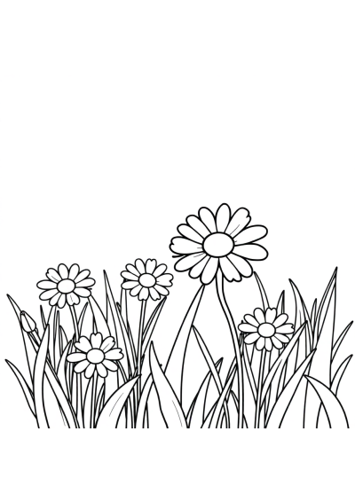 Daisy Meadow In Garden Coloring Page