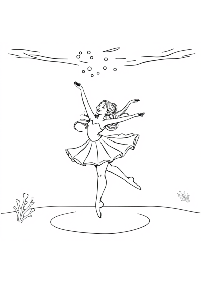 Dancer Ballet Underwater Coloring Page