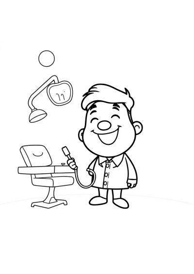 Dentist At Night Coloring Page