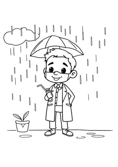 Dentist In Rain Coloring Page