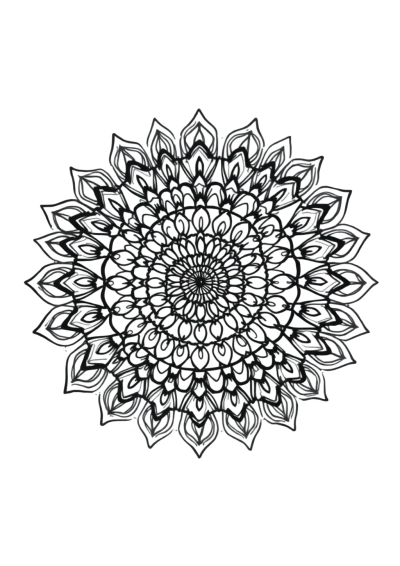 Printable Detailed Abstract Spiral Mandala Coloring Page