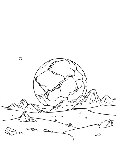 Detailed Alien Planet Landscape Coloring Page