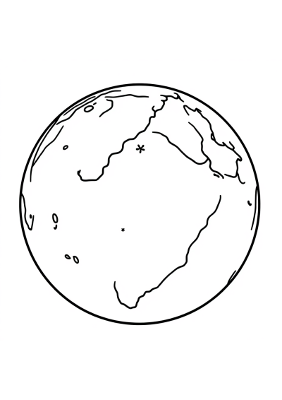 Detailed Earth From Space Coloring Page