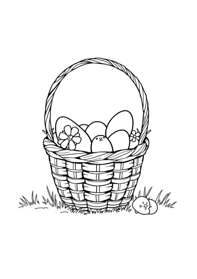 Detailed Easter Basket Coloring Page