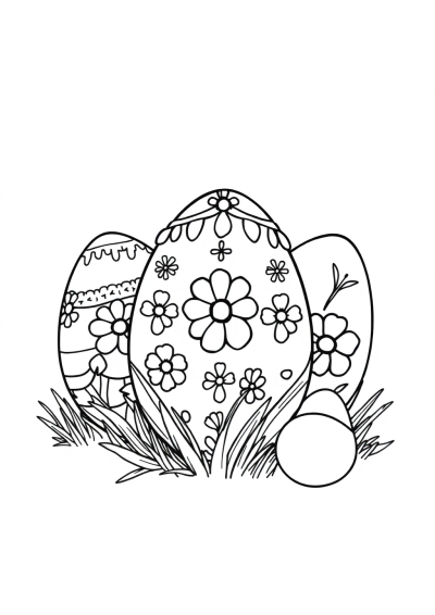 Detailed Easter Eggs Decorated Coloring Page
