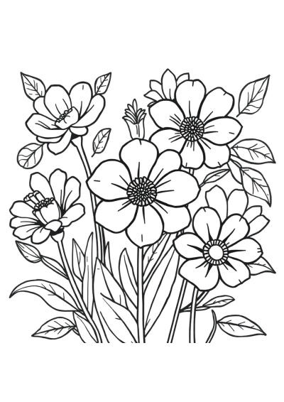 Detailed Garden Flowers Coloring Page