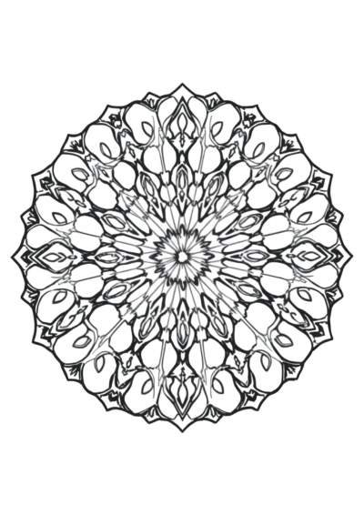 Printable Detailed Kaleidoscope Mandala Coloring Page