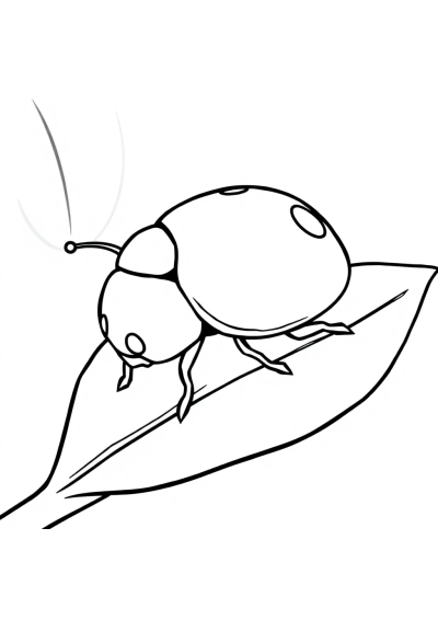 Detailed Ladybug On Leaf Coloring Page