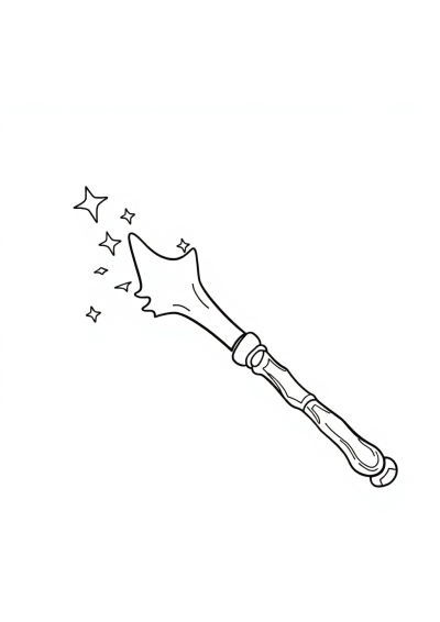 Detailed Magic Wand Coloring Page