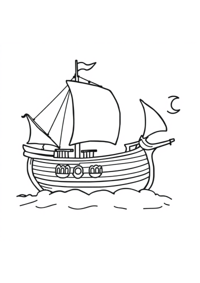 Detailed Pirate Ship Coloring Page