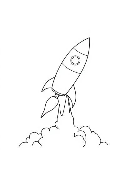 Detailed Rocket Launching Coloring Page
