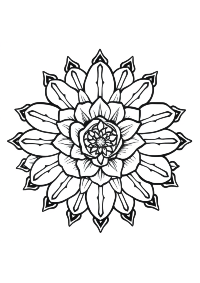 Printable Detailed Rose Mandala Pattern Coloring Page
