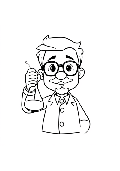 Detailed Scientist With Beaker Coloring Page