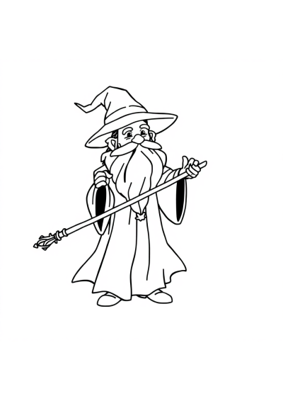 Detailed Wizard With Staff Coloring Page